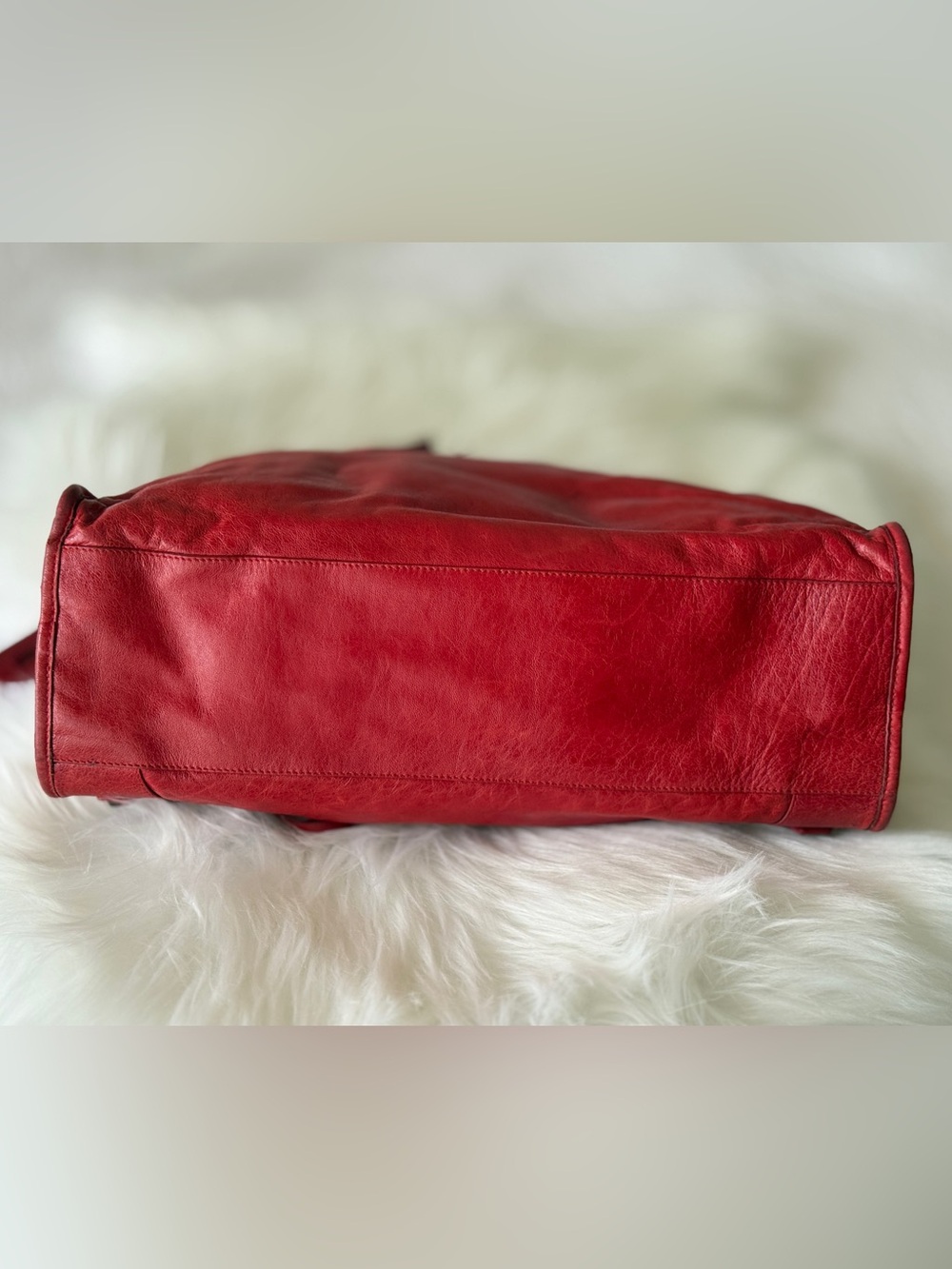 BALENCIAGA CITY BAG BRIGHT RED CHÈVRE LEATHER S/S 2007 MOTO BAG VINTAGE - Picture 9 of 16